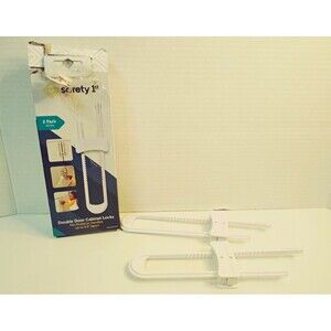 Safety 1st Double Door Cabinet Locks, White, 2-Pack Child Safety Locks Open Box
